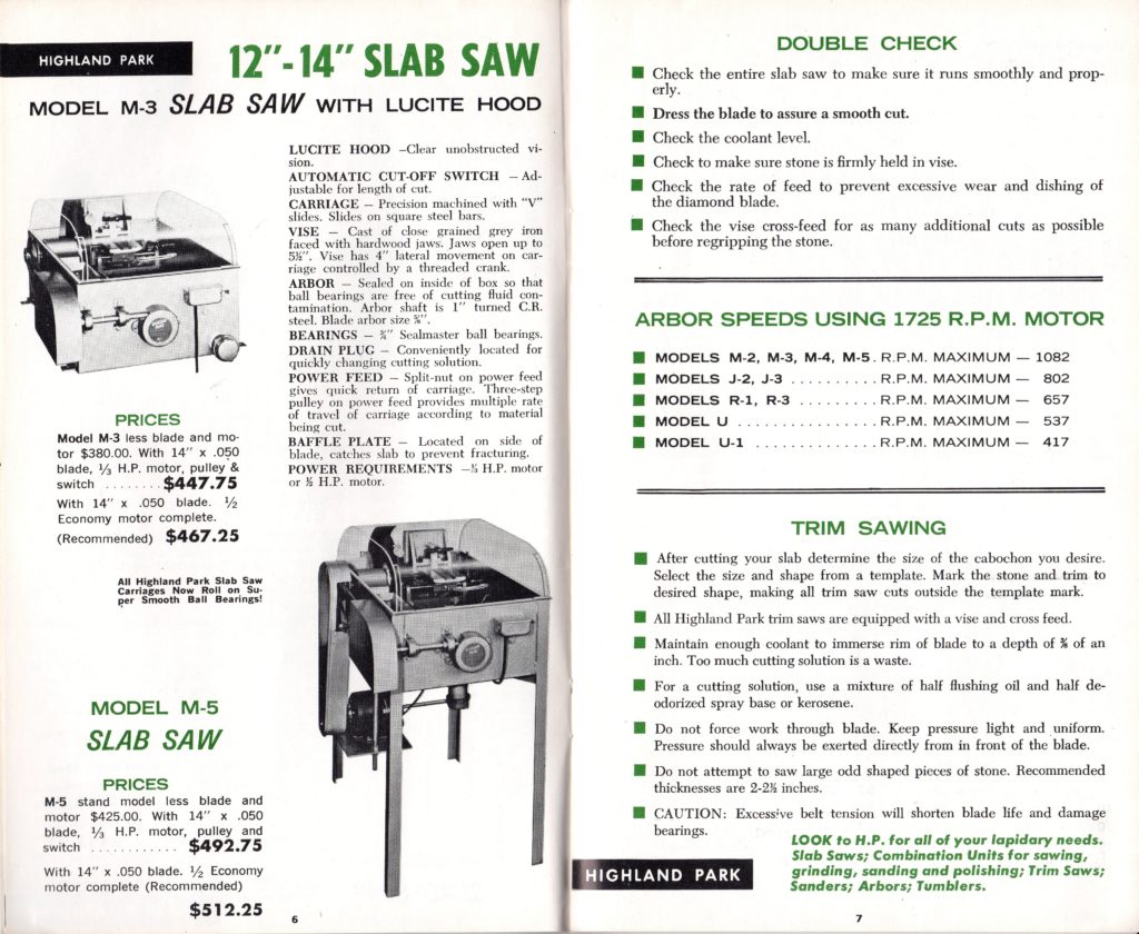 1969 Highland Park Lapidary Catalog Tucson Lapidary
