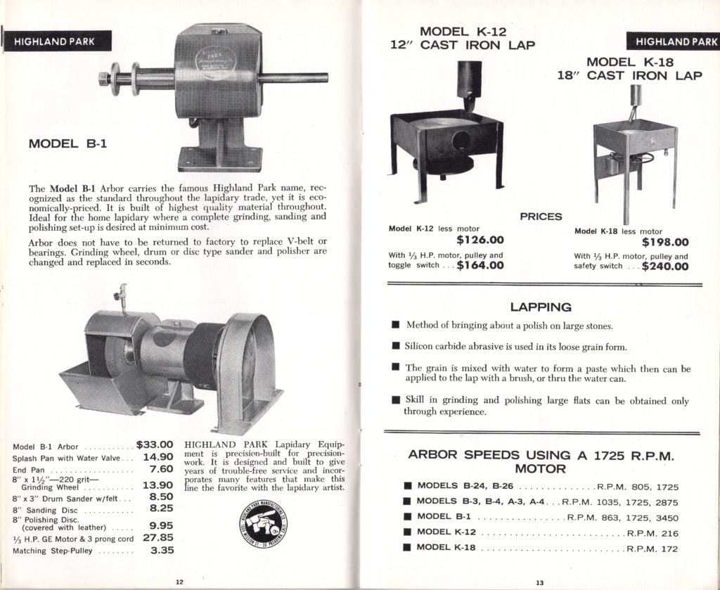 1969 Highland Park Lapidary Catalog Tucson Lapidary